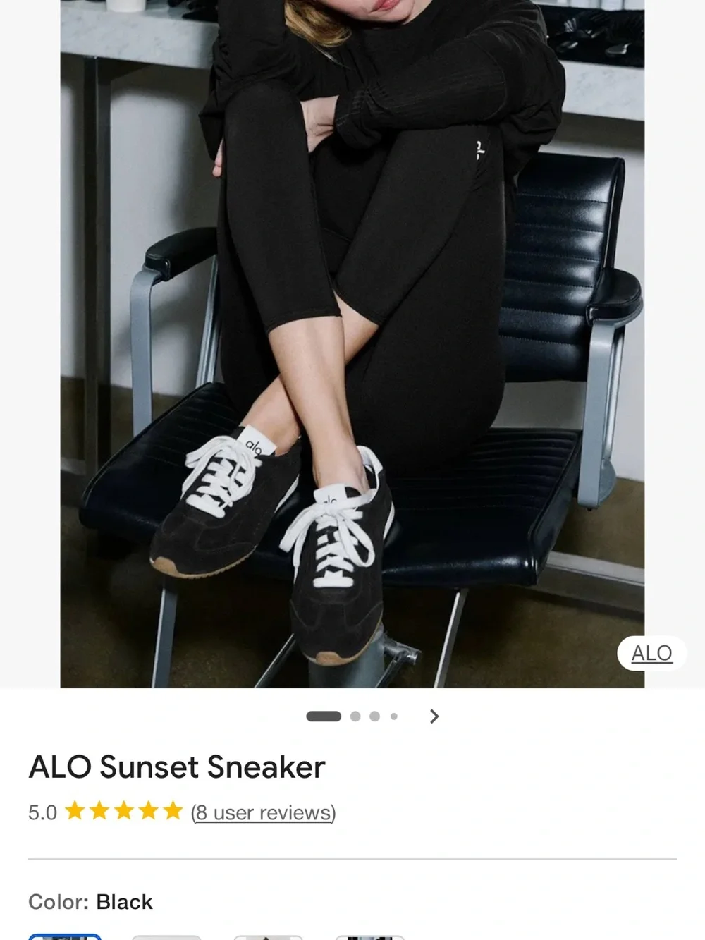 ALO Yoga Sunset Sneaker — Black with White Laces